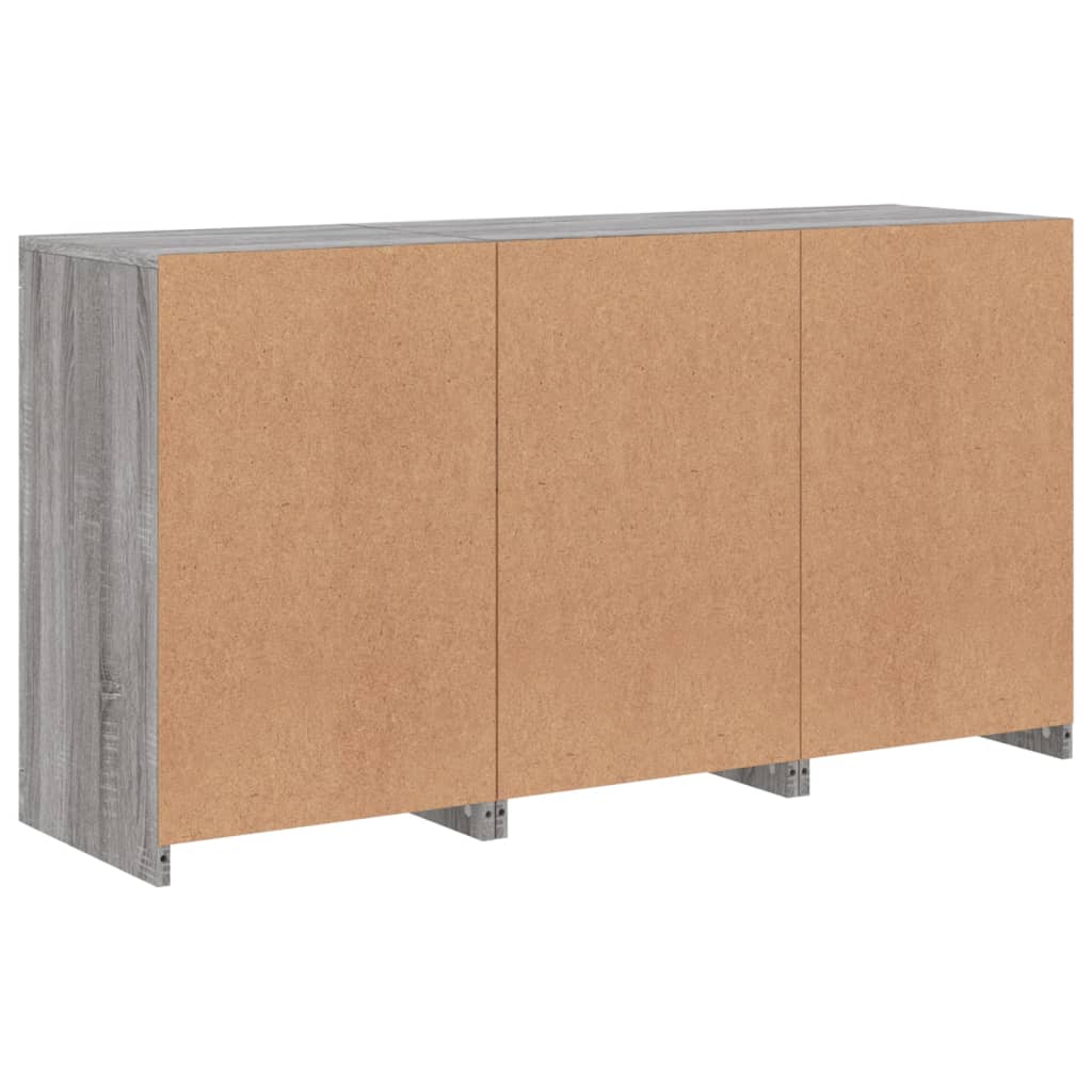 Sideboard with LED Lights Grey Sonoma 123x37x67 cm