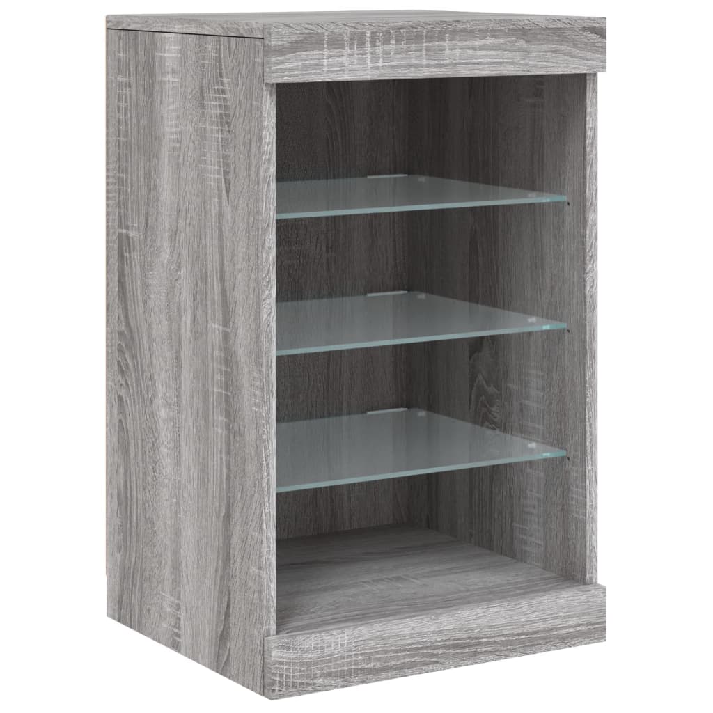 Sideboard with LED Lights Grey Sonoma 123x37x67 cm