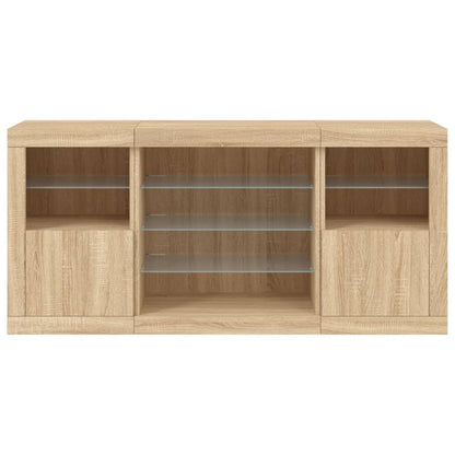 Sideboard with LED Lights Sonoma Oak 142.5x37x67 cm