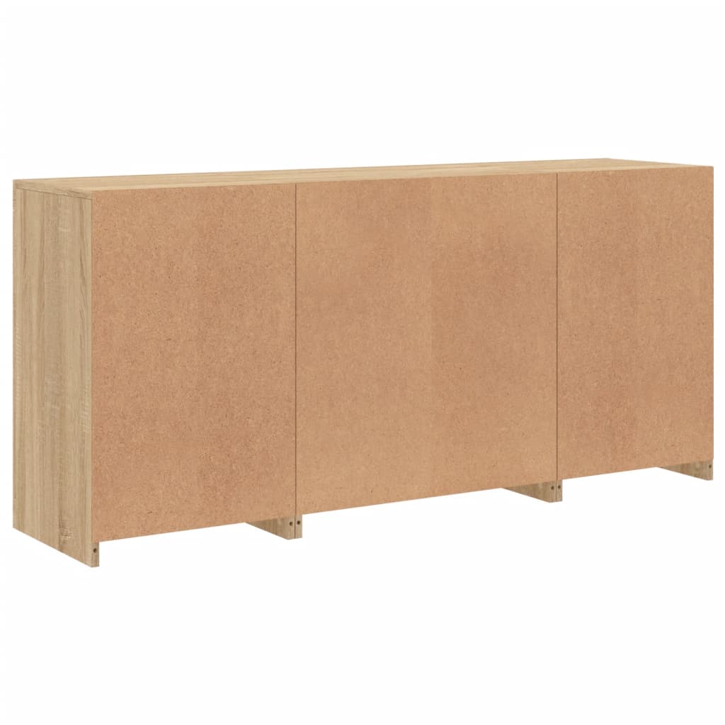 Sideboard with LED Lights Sonoma Oak 142.5x37x67 cm