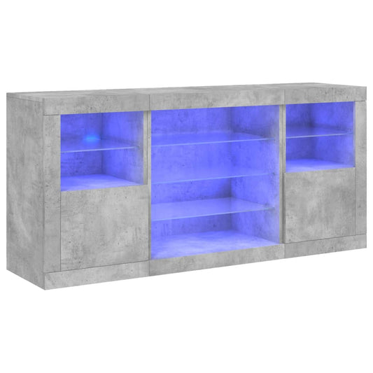 Sideboard with LED Lights Concrete Grey 142.5x37x67 cm