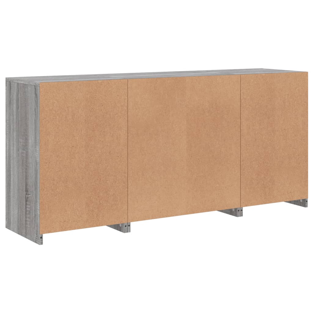 Sideboard with LED Lights Grey Sonoma 142.5x37x67 cm