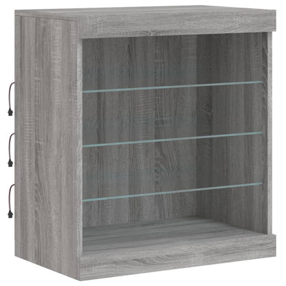 Sideboard with LED Lights Grey Sonoma 142.5x37x67 cm