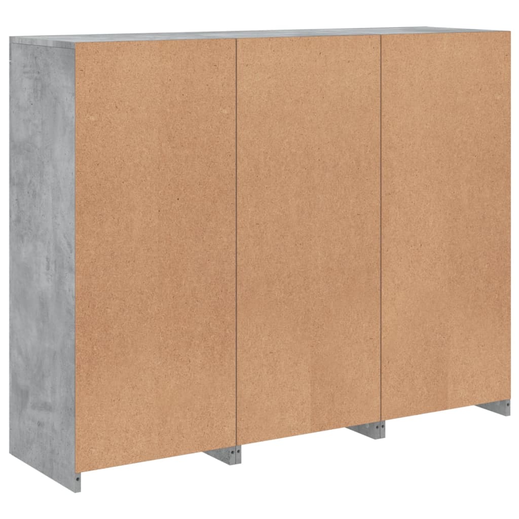 Sideboards with LED Lights 3 pcs Concrete Grey Engineered Wood