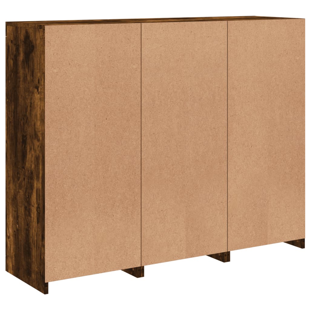 Sideboards with LED Lights 3 pcs Smoked Oak Engineered Wood