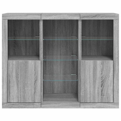 Sideboards with LED Lights 3 pcs Grey Sonoma Engineered Wood