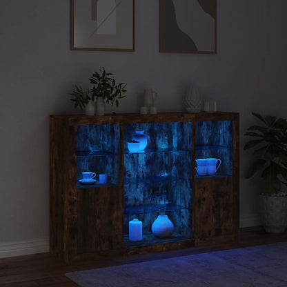 Sideboard | Set of 3 | Smoked Oak | Engineered Wood, Glass | Medium