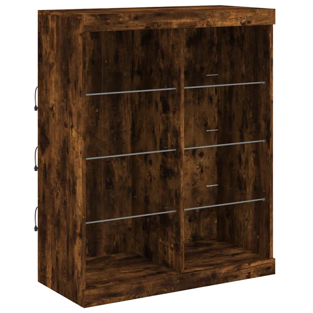 Sideboards with LED Lights 3 pcs Smoked Oak Engineered Wood