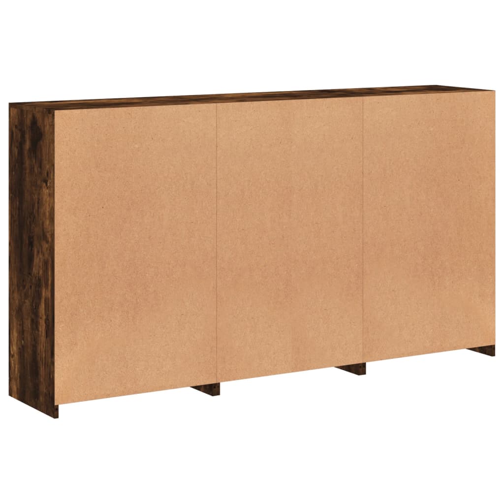 Sideboard with LED Lights Smoked Oak 181.5x37x100 cm