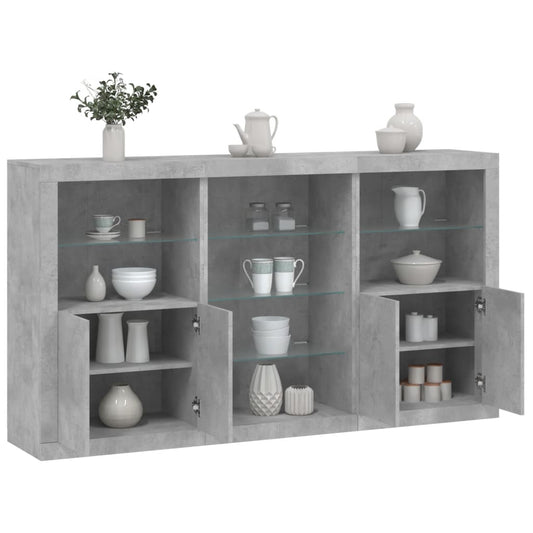 Sideboard with LED Lights Concrete Grey 181.5x37x100 cm