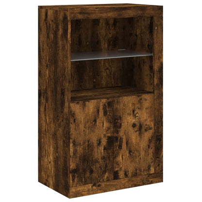 Sideboard with LED Lights Smoked Oak 181.5x37x100 cm
