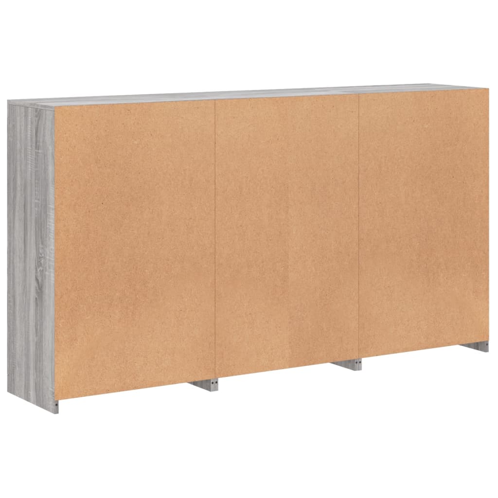 Sideboard with LED Lights Grey Sonoma 181.5x37x100 cm