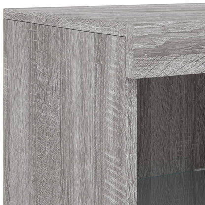 Sideboard with LED Lights Grey Sonoma 181.5x37x100 cm
