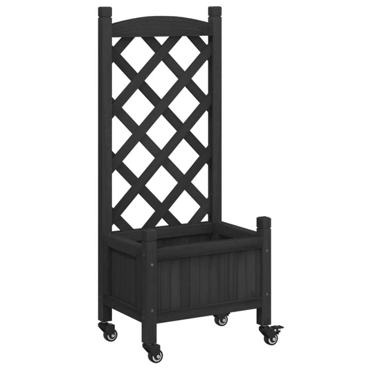 Planter | Black | Solid fir wood, Iron | Medium | Portable | Planter