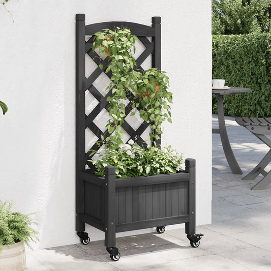 Planter | Black | Solid fir wood, Iron | Medium | Portable | Planter