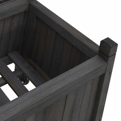 Planter with Trellis and Wheels Black Solid Wood Fir