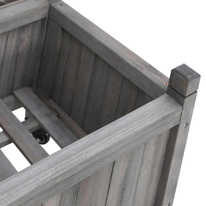 Planter with Trellis and Wheels Grey Solid Wood Fir