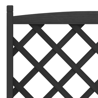 Planter with Trellis and Wheels Black Solid Wood Fir