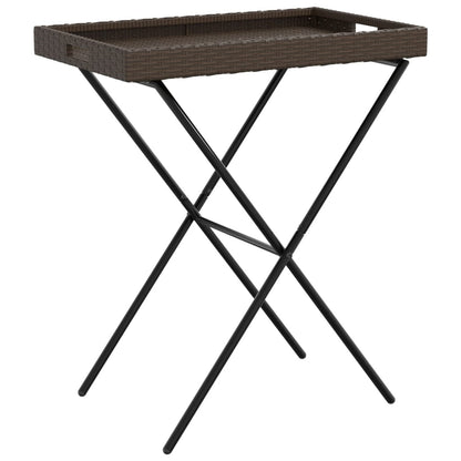 Folding Tray Table Brown 25.6"x15.7"x29.5" Poly Rattan
