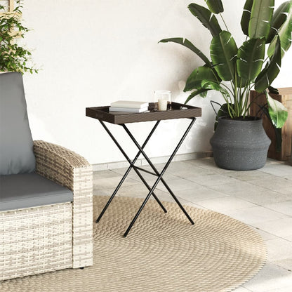 Folding Tray Table Brown 25.6"x15.7"x29.5" Poly Rattan