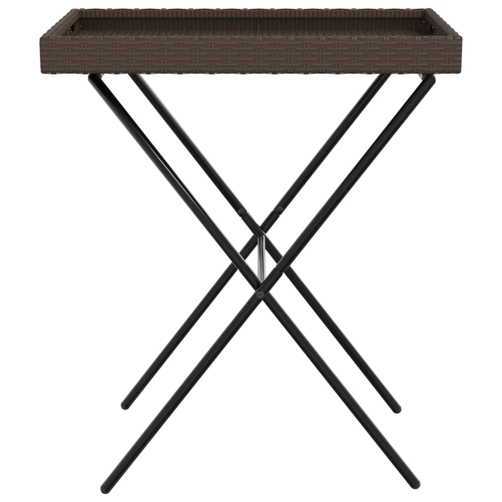 Folding Tray Table Brown 25.6"x15.7"x29.5" Poly Rattan