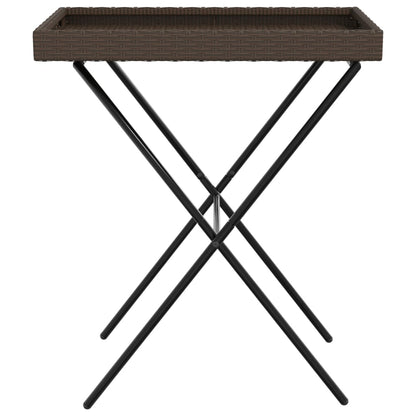 Folding Tray Table Brown 25.6"x15.7"x29.5" Poly Rattan
