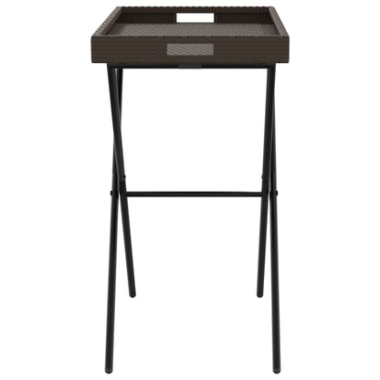 Folding Tray Table Brown 25.6"x15.7"x29.5" Poly Rattan