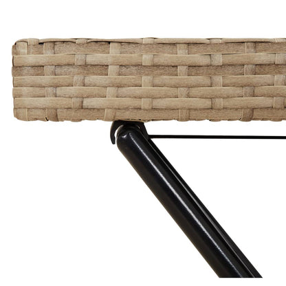 Folding Tray Table Beige 65x40x75 cm Poly Rattan