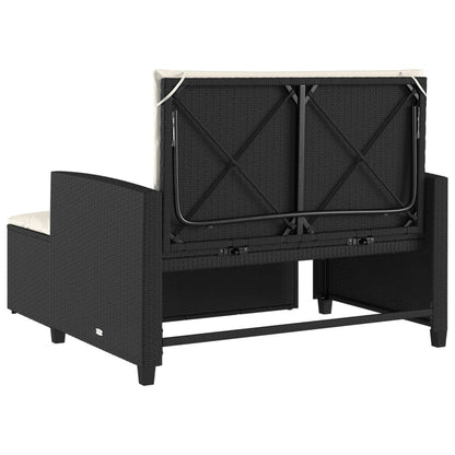 Patio Sofa with Cushions 2-Seater Black Poly Rattan