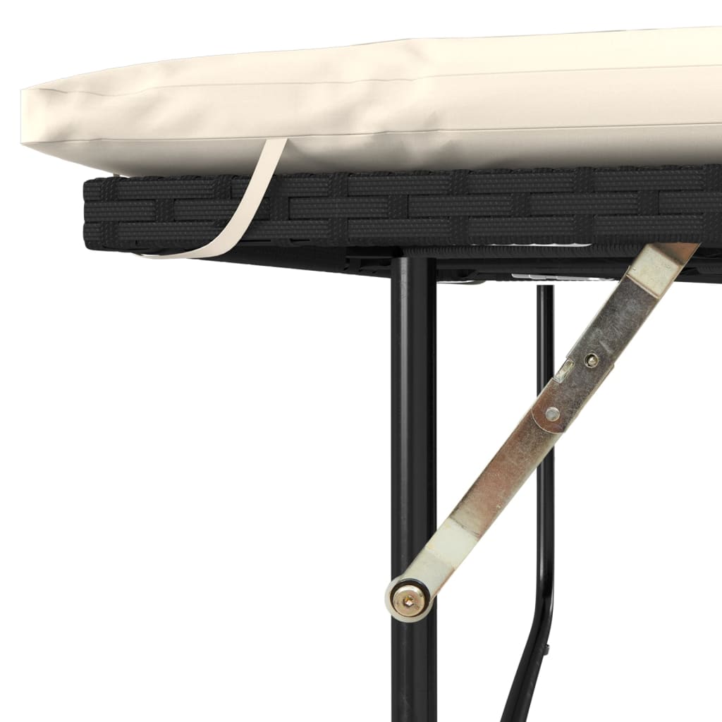 Patio Sofa with Cushions 2-Seater Black Poly Rattan