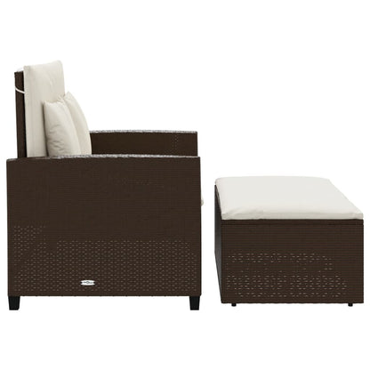 Patio Sofa with Cushions 2-Seater Brown Poly Rattan