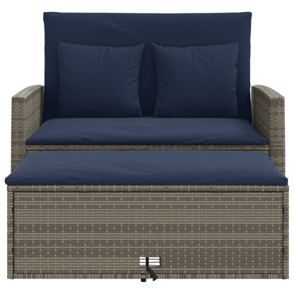 Patio Sofa with Cushions 2-Seater Gray Poly Rattan