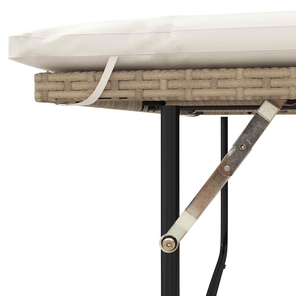 Patio Sofa with Cushions 2-Seater Beige Poly Rattan&Acacia Wood