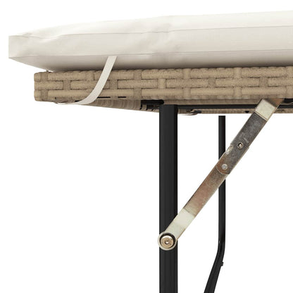 Patio Sofa with Cushions 2-Seater Beige Poly Rattan&Acacia Wood