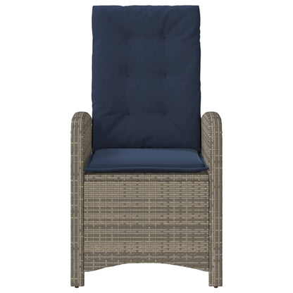 Reclining Garden Chair with Cushions Grey Poly Rattan (US only)