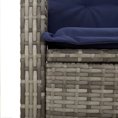 Reclining Garden Chair with Cushions Grey Poly Rattan (US only)