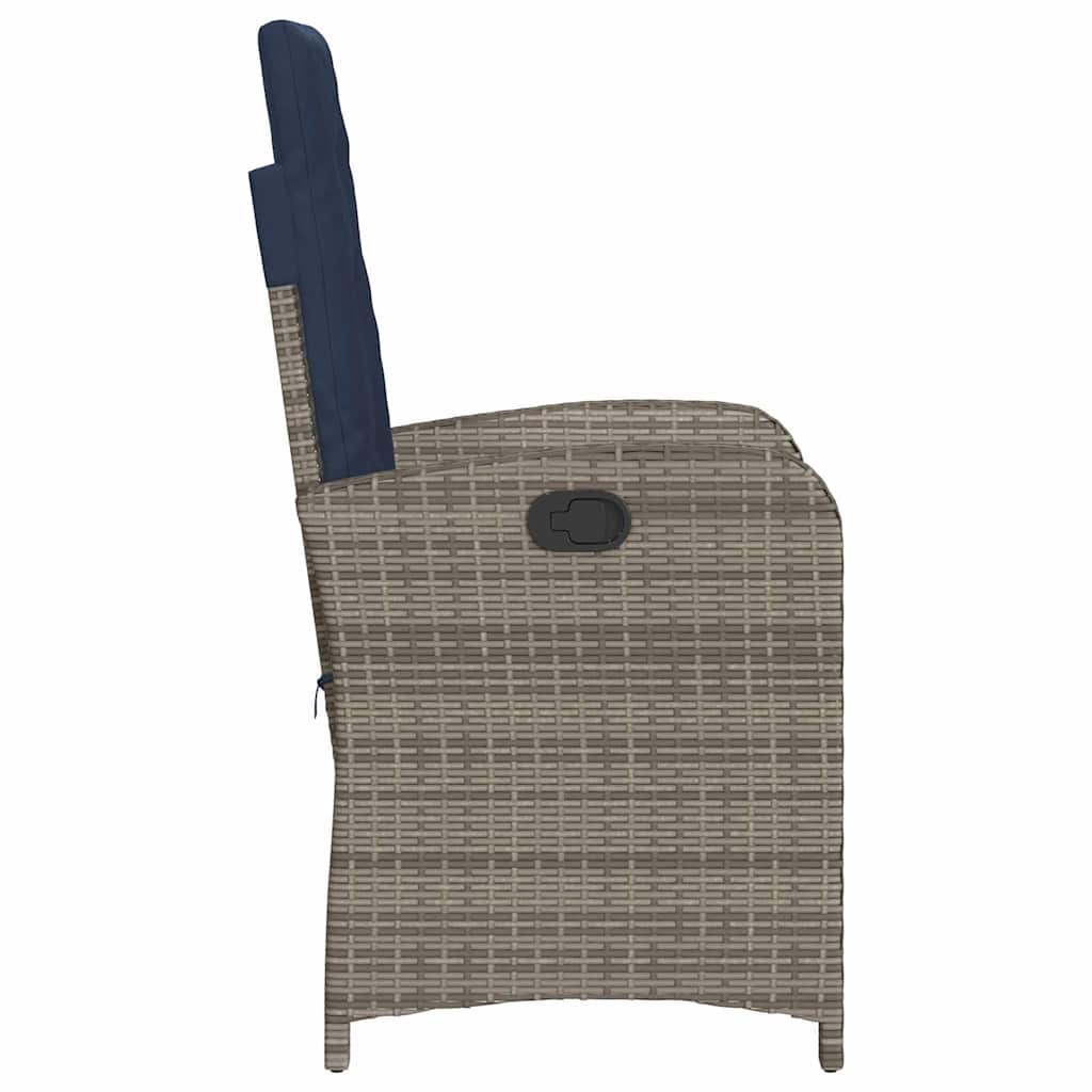 Reclining Garden Chairs 2 pcs with Cushions Grey Poly Rattan (US only)