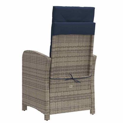 Reclining Garden Chairs 2 pcs with Cushions Grey Poly Rattan (US only)