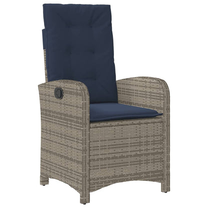 3 Piece Bistro Set with Cushions Grey Poly Rattan (US only)