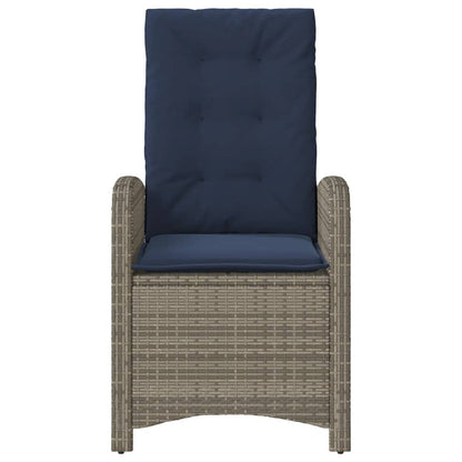 3 Piece Bistro Set with Cushions Grey Poly Rattan (US only)
