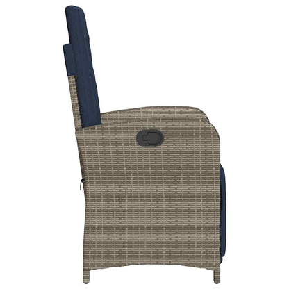 Reclining Garden Chair with Footrest Grey Poly Rattan (US only)