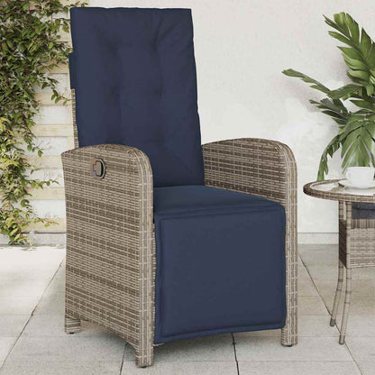 Reclining Garden Chair with Footrest Grey Poly Rattan (US only)