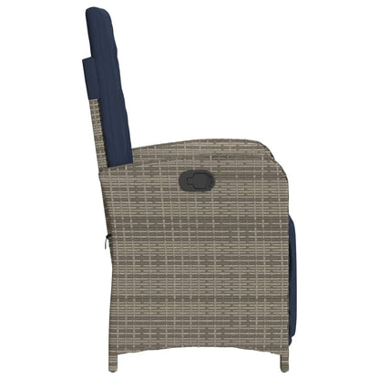 3 Piece Bistro Set with Cushions Grey Poly Rattan (US only)