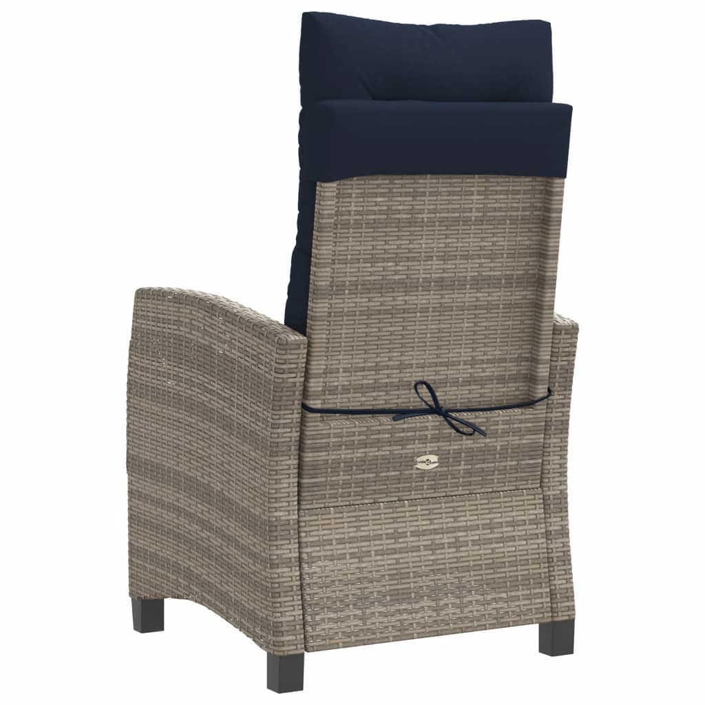 Reclining Garden Chairs 2 pcs with Cushions Grey Poly Rattan (US only)
