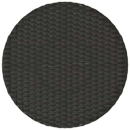 3 Piece Bistro Set with Cushions Black Poly Rattan