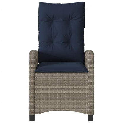 3 Piece Bistro Set with Cushions Grey Poly Rattan (US only)