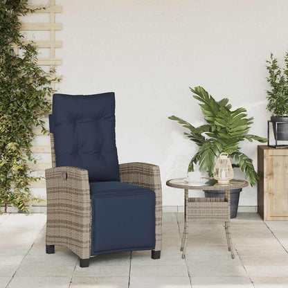 Reclining Garden Chair with Footrest Grey Poly Rattan (US only)