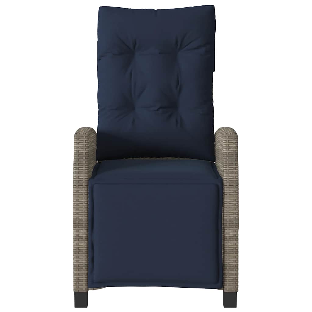 Reclining Garden Chair with Footrest Grey Poly Rattan (US only)