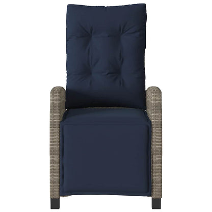 Reclining Garden Chair with Footrest Grey Poly Rattan (US only)