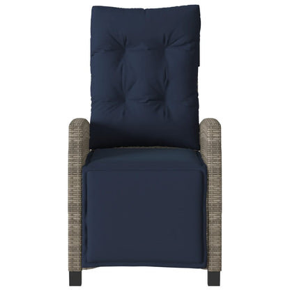 Reclining Garden Chairs 2 pcs with Footrest Grey Poly Rattan (US only)
